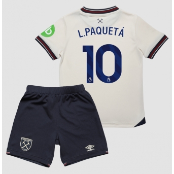 Billige Fotballdrakt West Ham United Lucas Paqueta #10 Replika Bortedraktsett Barn 2025-26 Kortermet (med bukser)